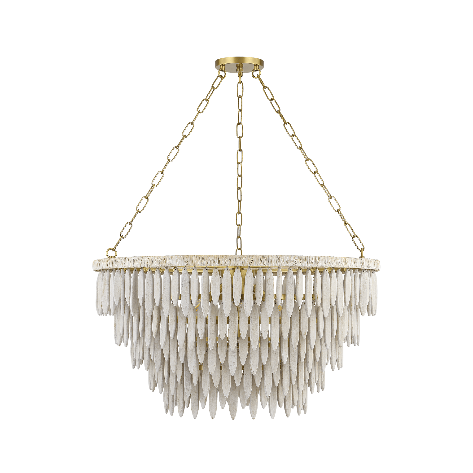 Mitzi | Tiffany Chandelier in Aged Brass, Large White Cliff Studio Chandelier