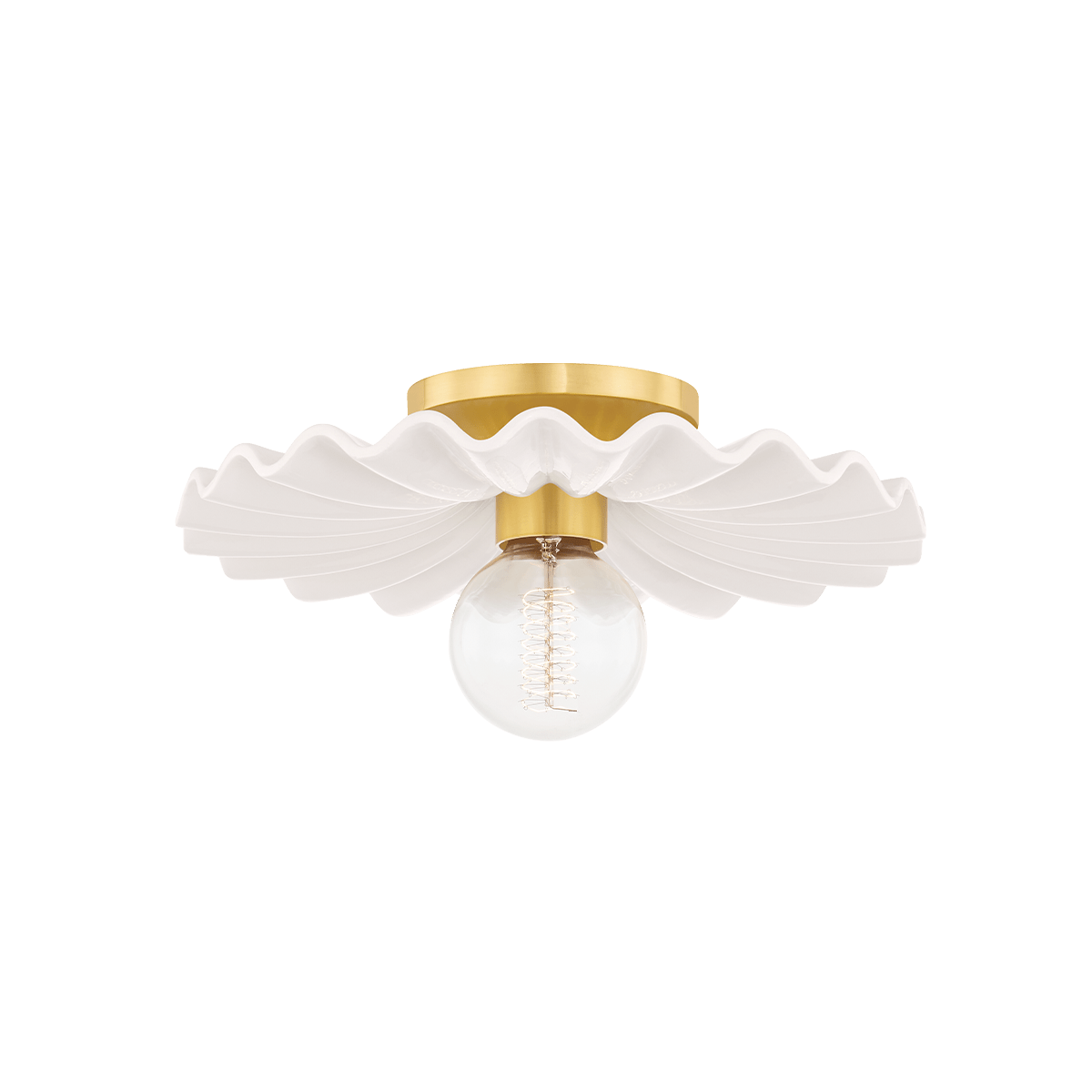 Mitzi | Tinsley Flush Mount in Aged Brass White Cliff Studio Flush Mount Lights