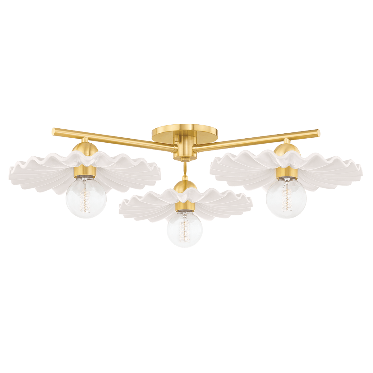 Mitzi | Tinsley Semi Flush in Aged Brass White Cliff Studio Flush Mount Lights