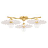 Mitzi | Tinsley Semi Flush in Aged Brass White Cliff Studio Flush Mount Lights