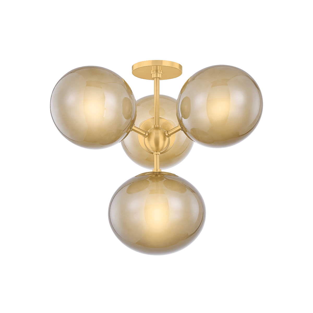 Mitzi | Zaley Semi Flush in Aged Brass White Cliff Studio Flush Mount Lights