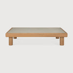 Monocle outdoor coffee table - varnished concrete top - Light Grey - teak base - rectangular White Cliff Studio Outdoor Coffee Table