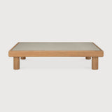 Monocle outdoor coffee table - varnished concrete top - Light Grey - teak base - rectangular White Cliff Studio Outdoor Coffee Table