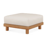 Monocle outdoor footstool - teak - White fabric White Cliff Studio Outdoor Ottoman