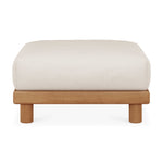 Monocle outdoor footstool - teak - White fabric White Cliff Studio Outdoor Ottoman