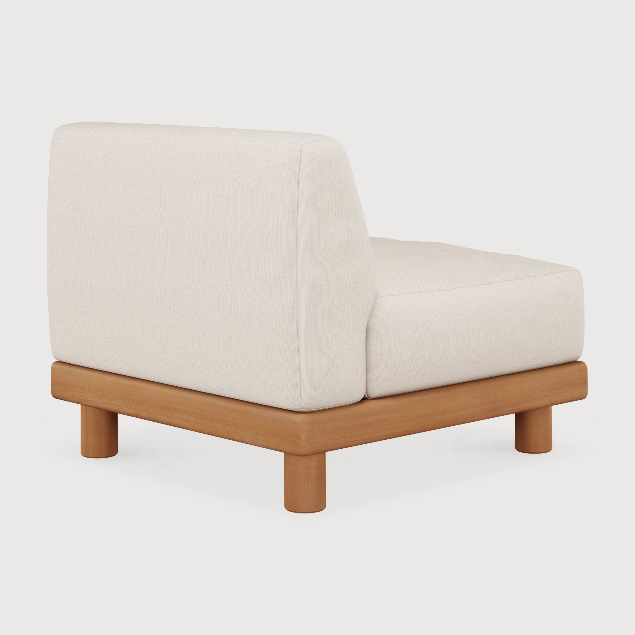 Monocle outdoor modular sofa - teak - White fabric - 1 seater White Cliff Studio Outdoor Sofa