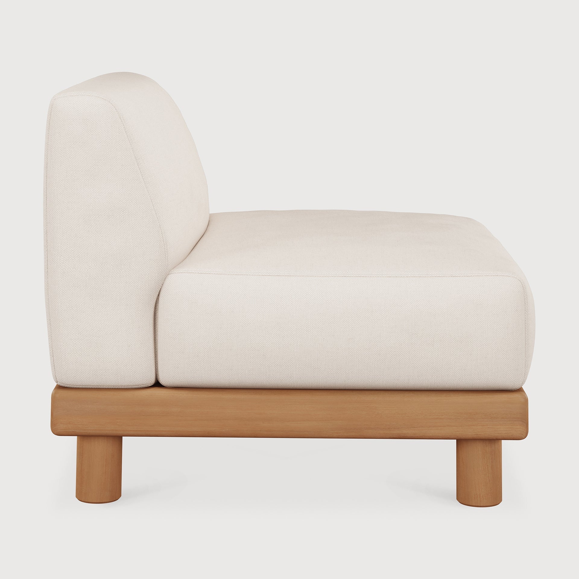 Monocle outdoor modular sofa - teak - White fabric - 1 seater White Cliff Studio Outdoor Sofa