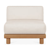 Monocle outdoor modular sofa - teak - White fabric - 1 seater White Cliff Studio Outdoor Sofa