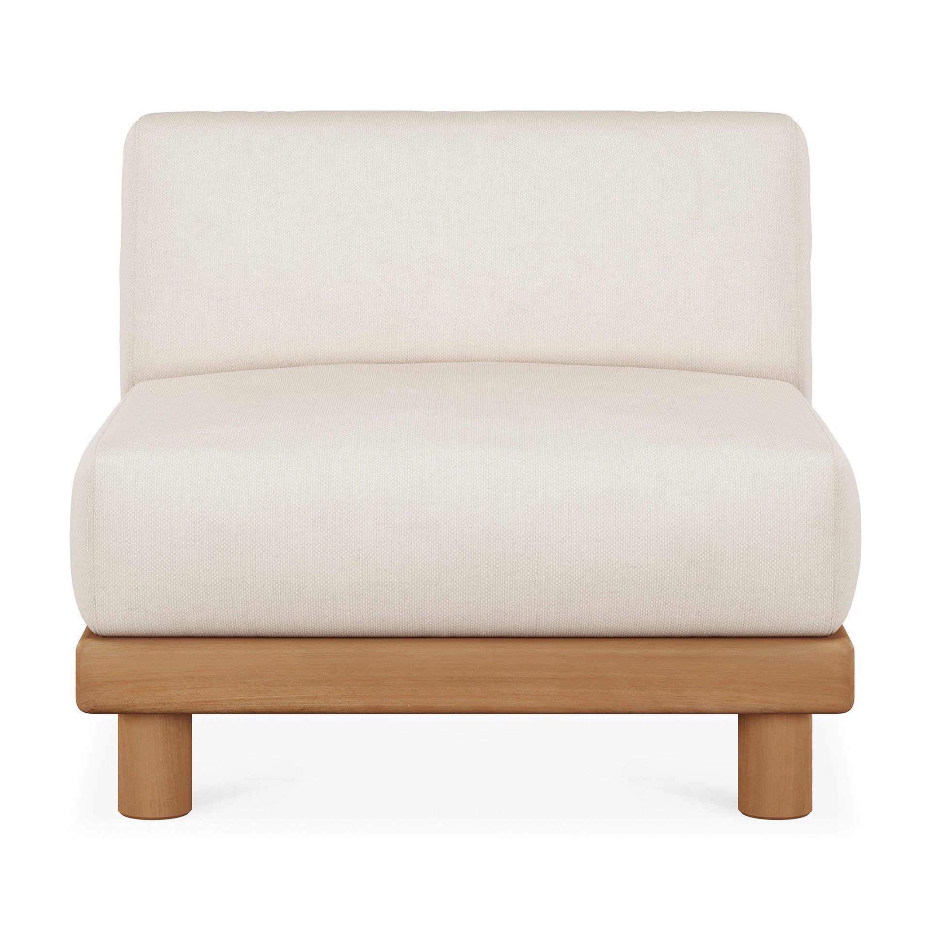 Monocle outdoor modular sofa - teak - White fabric - 1 seater White Cliff Studio Outdoor Sofa