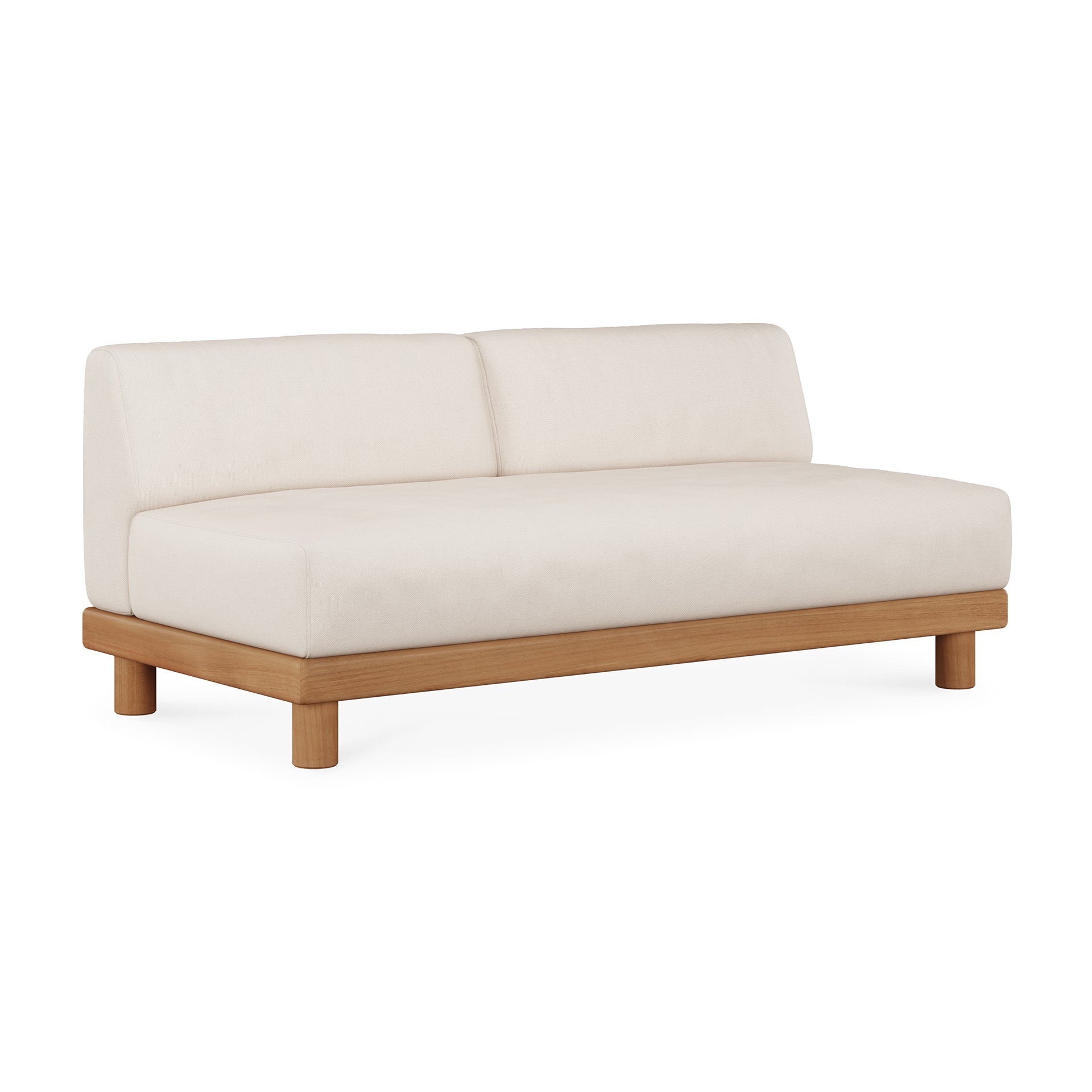 Monocle outdoor modular sofa - teak - White fabric - 2 seater White Cliff Studio Outdoor Sofa