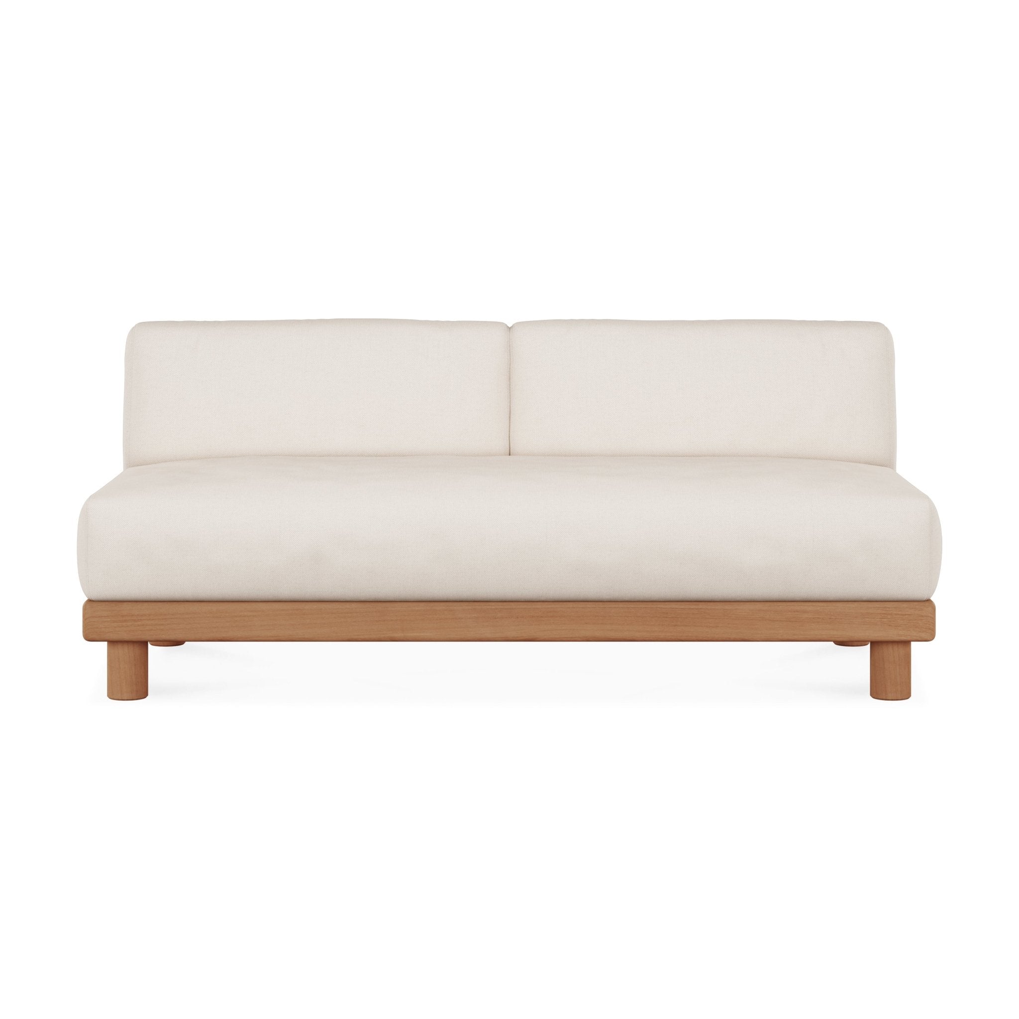 Monocle outdoor modular sofa - teak - White fabric - 2 seater White Cliff Studio Outdoor Sofa