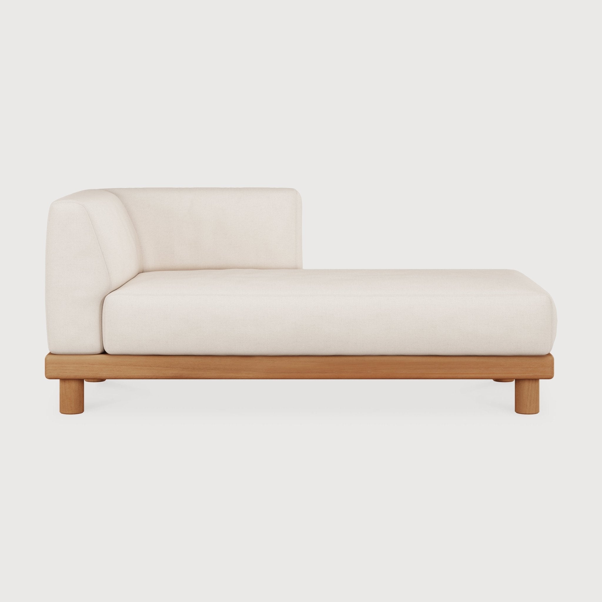 Monocle outdoor modular sofa - teak - White fabric - day bed with L arm White Cliff Studio Outdoor Sofa