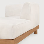 Monocle outdoor modular sofa - teak - White fabric - day bed with L arm White Cliff Studio Outdoor Sofa