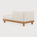 Monocle outdoor modular sofa - teak - White fabric - day bed with L arm White Cliff Studio Outdoor Sofa