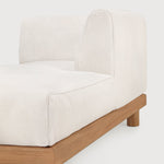Monocle outdoor modular sofa - teak - White fabric - day bed with L arm White Cliff Studio Outdoor Sofa