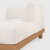 Monocle outdoor modular sofa - teak - White fabric - day bed with L arm White Cliff Studio Outdoor Sofa