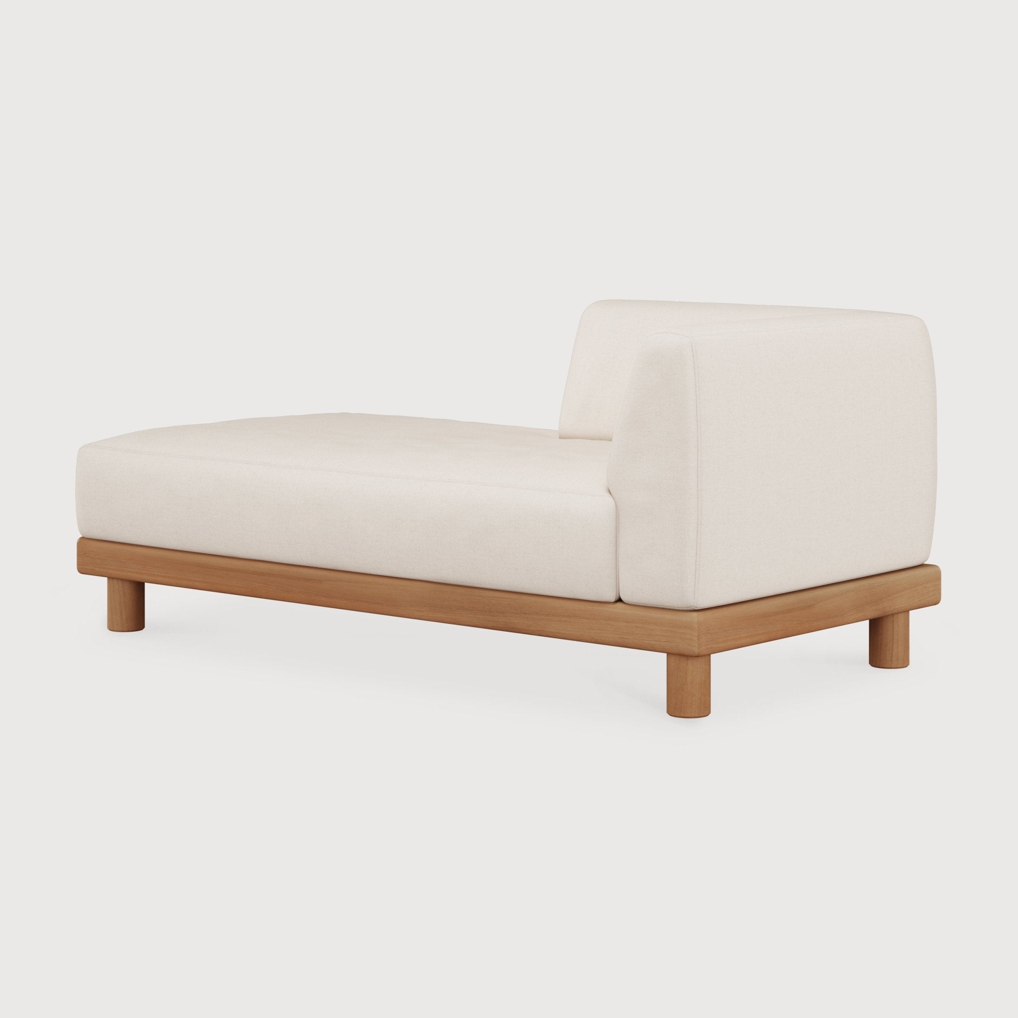 Monocle outdoor modular sofa - teak - White fabric - day bed with R arm White Cliff Studio Outdoor Sofa