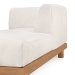 Monocle outdoor modular sofa - teak - White fabric - day bed with R arm White Cliff Studio Outdoor Sofa