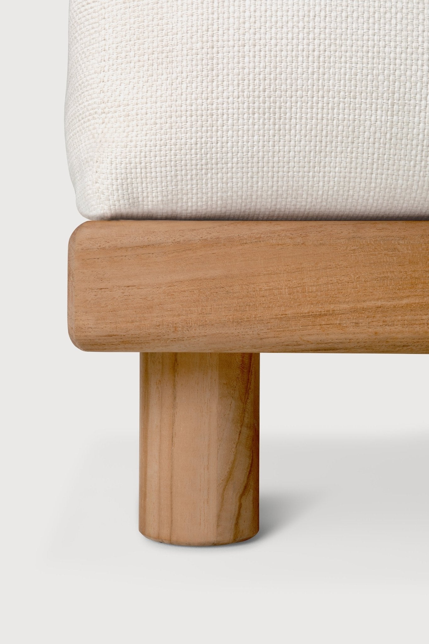 Monocle outdoor modular sofa - teak - White fabric - end seater with L arm White Cliff Studio Outdoor Sofa