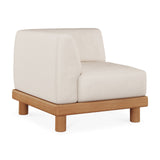 Monocle outdoor modular sofa - teak - White fabric - end seater with L arm White Cliff Studio Outdoor Sofa