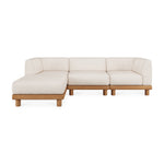 Monocle outdoor modular sofa - teak - White fabric - end seater with L arm White Cliff Studio Outdoor Sofa