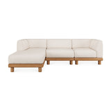 Monocle outdoor modular sofa - teak - White fabric - end seater with L arm White Cliff Studio Outdoor Sofa