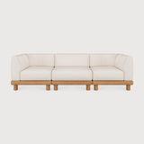 Monocle outdoor modular sofa - teak - White fabric - end seater with L arm White Cliff Studio Outdoor Sofa