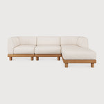 Monocle outdoor modular sofa - teak - White fabric - end seater with R arm White Cliff Studio Outdoor Sofa