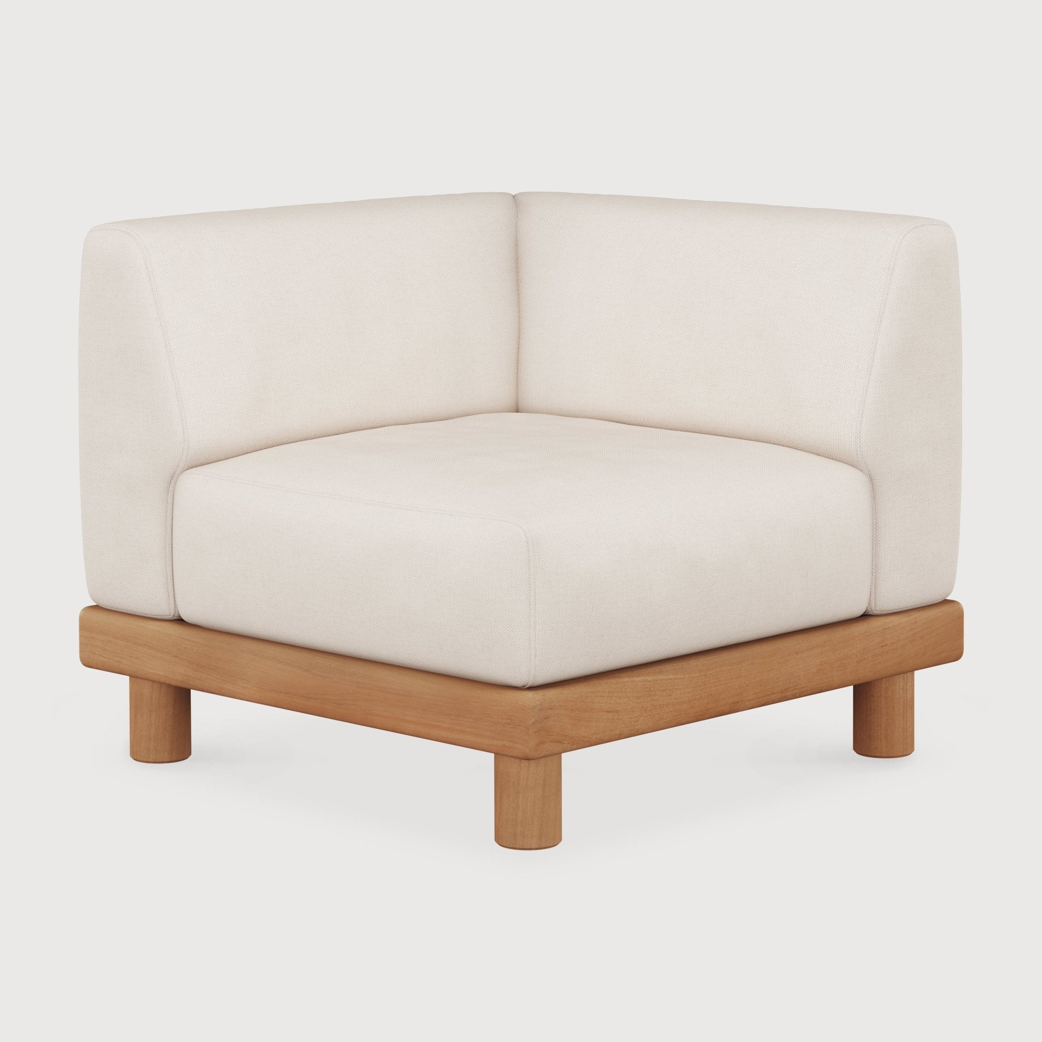 Monocle outdoor modular sofa - teak - White fabric - end seater with R arm White Cliff Studio Outdoor Sofa