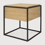 Monolit bedside table - oak - black metal - 1 drawer White Cliff Studio Nightstand