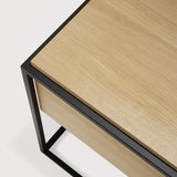 Monolit bedside table - oak - black metal - 1 drawer White Cliff Studio Nightstand