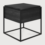 Monolit bedside table - varnished oak - black - black metal - 1 drawer White Cliff Studio Nightstand