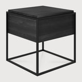 Monolit bedside table - varnished oak - black - black metal - 1 drawer White Cliff Studio Nightstand