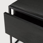 Monolit bedside table - varnished oak - black - black metal - 1 drawer White Cliff Studio Nightstand