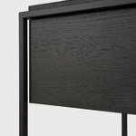 Monolit bedside table - varnished oak - black - black metal - 1 drawer White Cliff Studio Nightstand