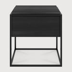 Monolit bedside table - varnished oak - black - black metal - 1 drawer White Cliff Studio Nightstand