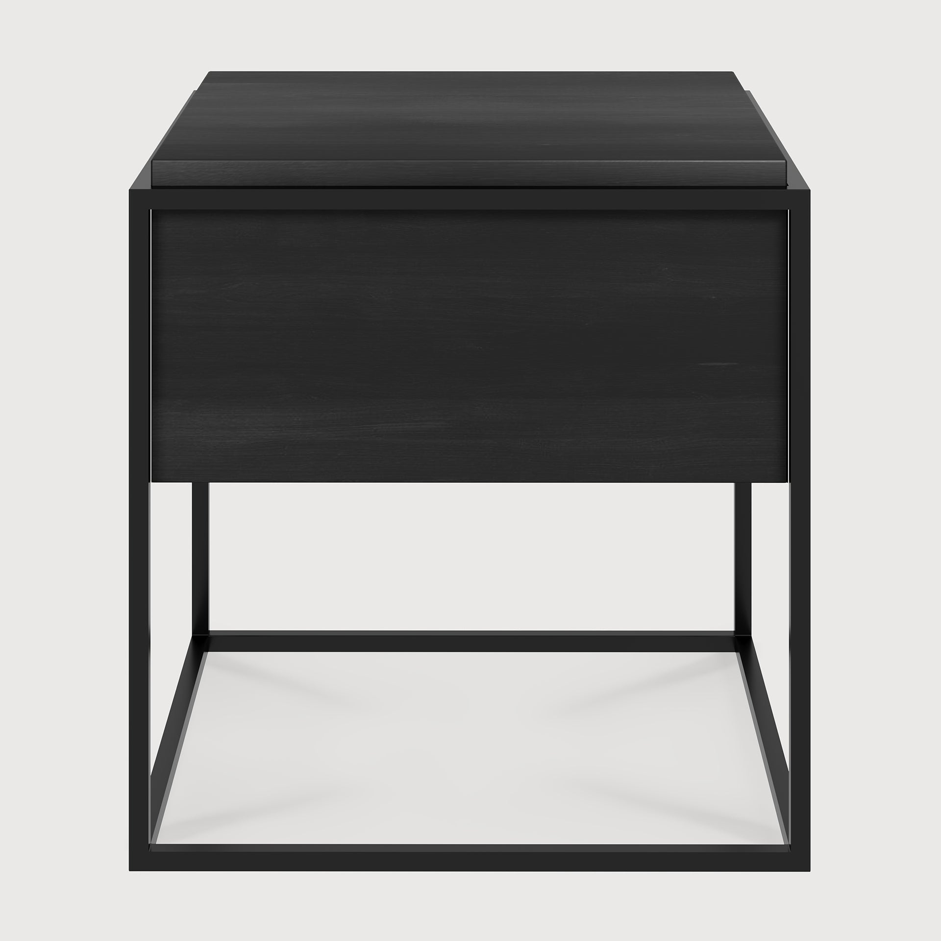 Monolit bedside table - varnished oak - black - black metal - 1 drawer White Cliff Studio Nightstand