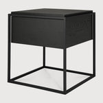 Monolit bedside table - varnished oak - black - black metal - 1 drawer White Cliff Studio Nightstand