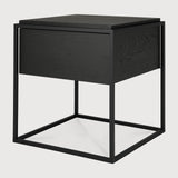 Monolit bedside table - varnished oak - black - black metal - 1 drawer White Cliff Studio Nightstand