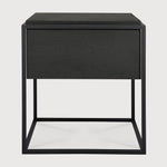 Monolit bedside table - varnished oak - black - black metal - 1 drawer White Cliff Studio Nightstand