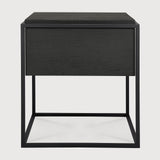 Monolit bedside table - varnished oak - black - black metal - 1 drawer White Cliff Studio Nightstand