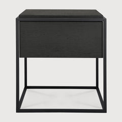 Monolit bedside table - varnished oak - black - black metal - 1 drawer White Cliff Studio Nightstand