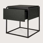 Monolit bedside table - varnished oak - black - black metal - 1 drawer White Cliff Studio Nightstand