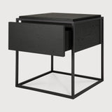 Monolit bedside table - varnished oak - black - black metal - 1 drawer White Cliff Studio Nightstand