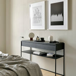 Monolit console - varnished oak - black - 2 drawers White Cliff Studio Console Table