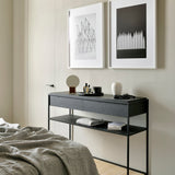 Monolit console - varnished oak - black - 2 drawers White Cliff Studio Console Table