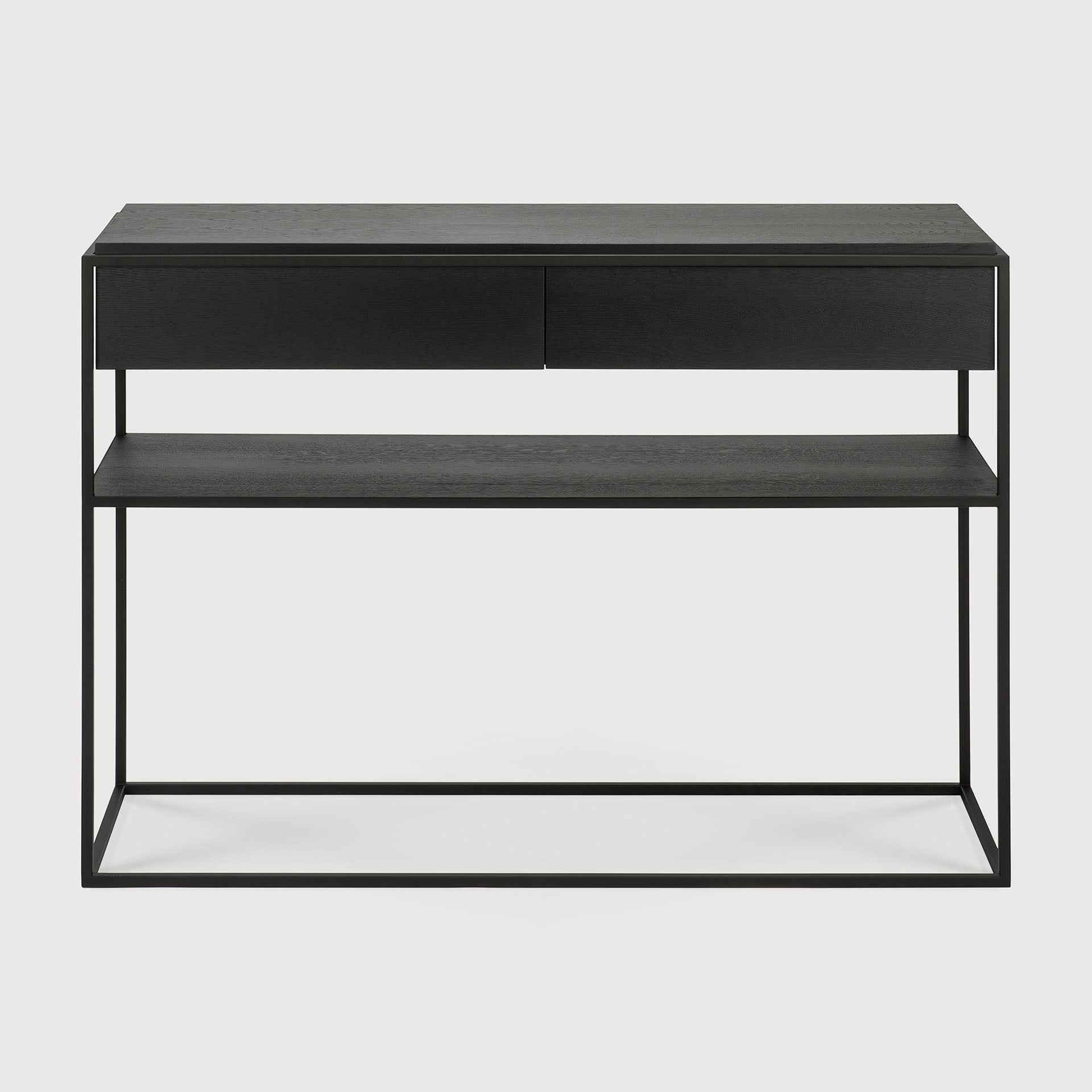 Monolit console - varnished oak - black - 2 drawers White Cliff Studio Console Table