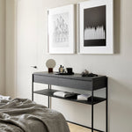 Monolit console - varnished oak - black - 2 drawers White Cliff Studio Console Table