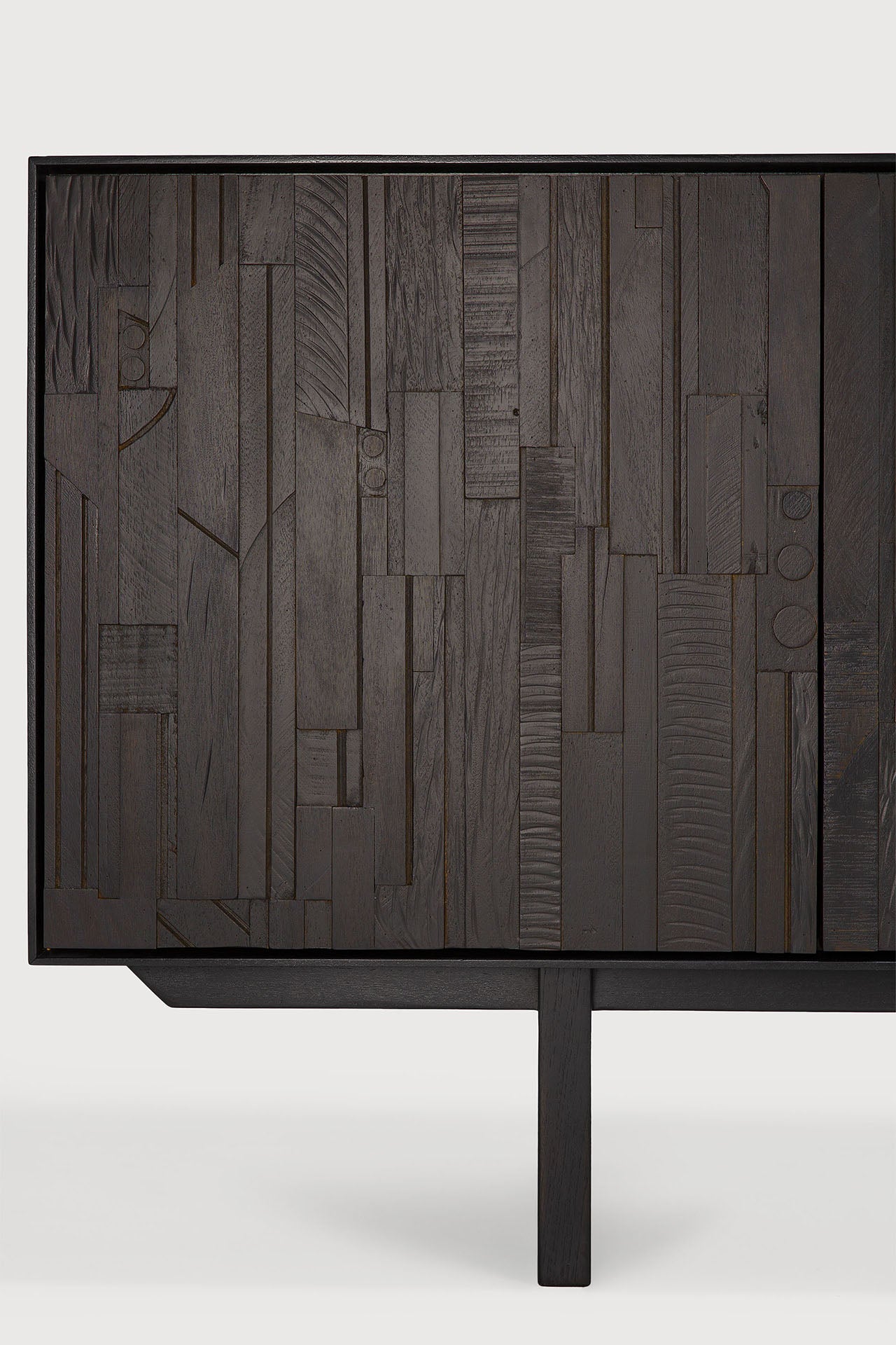 Mosaic sideboard - varnished teak - off black - 3 doors White Cliff Studio Sideboard