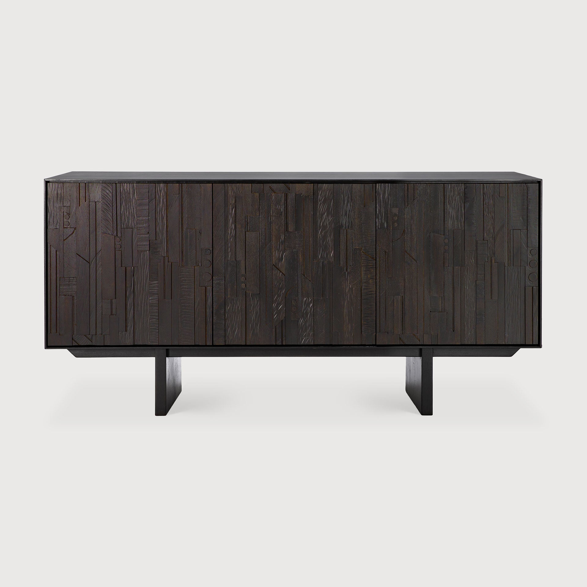 Mosaic sideboard - varnished teak - off black - 3 doors White Cliff Studio Sideboard